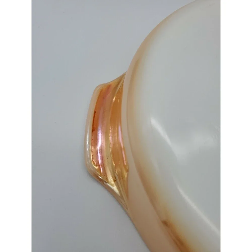 Vintage Anchor Hocking Fire King Peach Luster 9 Inch Round Baking Dish